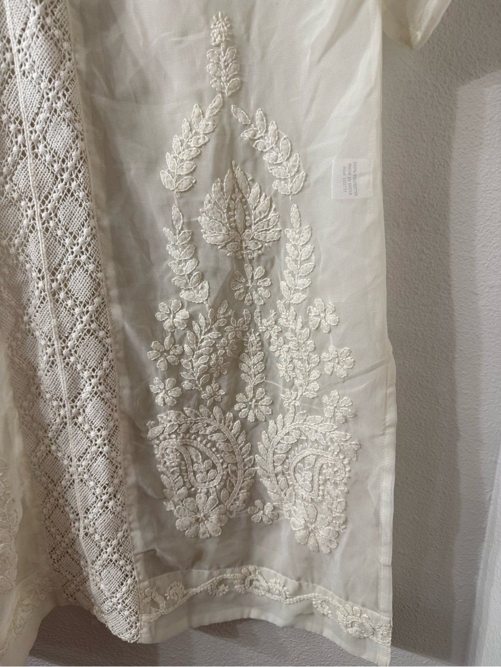 Young Threads Sheer Tunic Top, Cream Colored, S/M - Picture 4 of 7